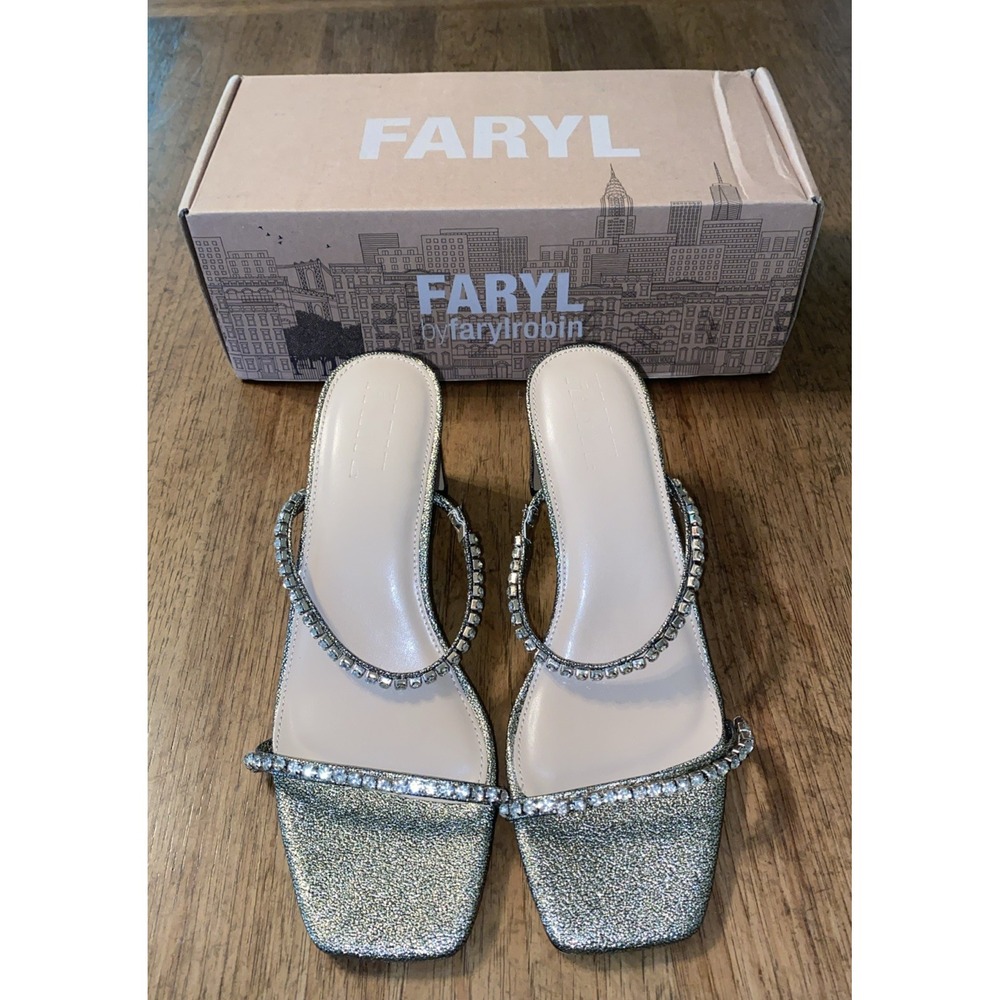 Faryl by Farylrobin Women's Alexandra Rhinestone Heel Gold Toe NEW Size 8